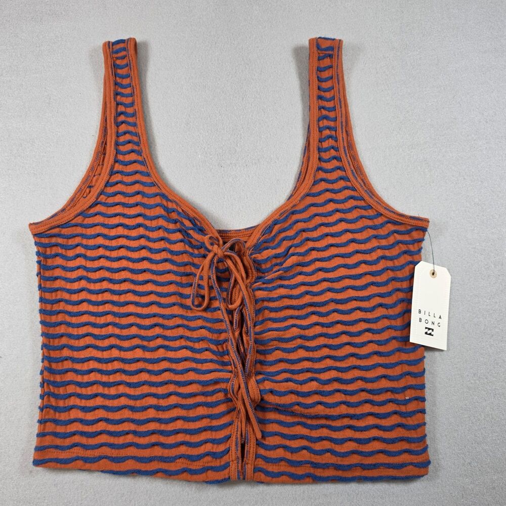Billabong Tank Top Size L Orange Blue Striped Sleeveless Top